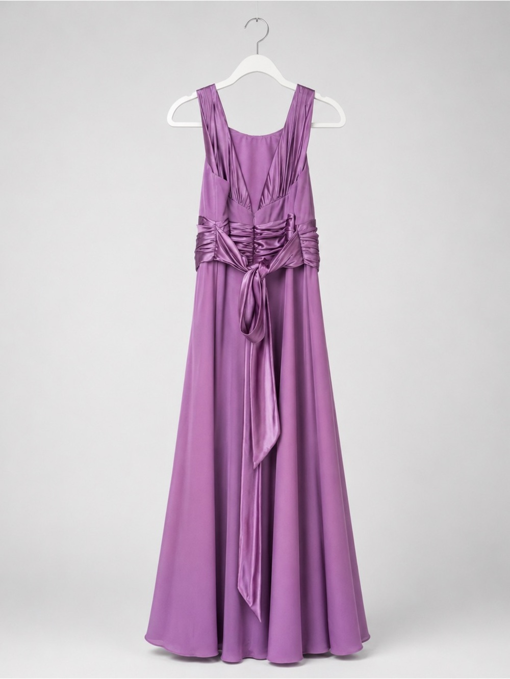 David’s Bridal Lilac Chiffon Formal Gown Draped Back Tie Dress 18 - Picture 6 of 13
